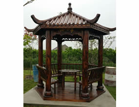 戶外休閑六角涼亭