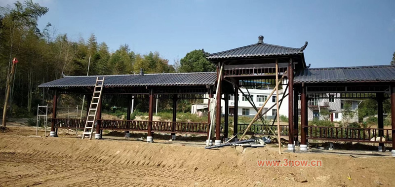 樹脂瓦連廊連接涼亭