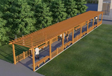 防腐木廊架高清效果圖片、木質(zhì)葡萄架、花架效果圖